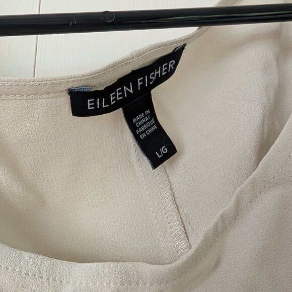 Eileen Fisher 100% Silk Tank, Cream, Size Large - Picture 4 of 5